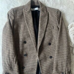Zara Women’s Brown Checkered Blazer